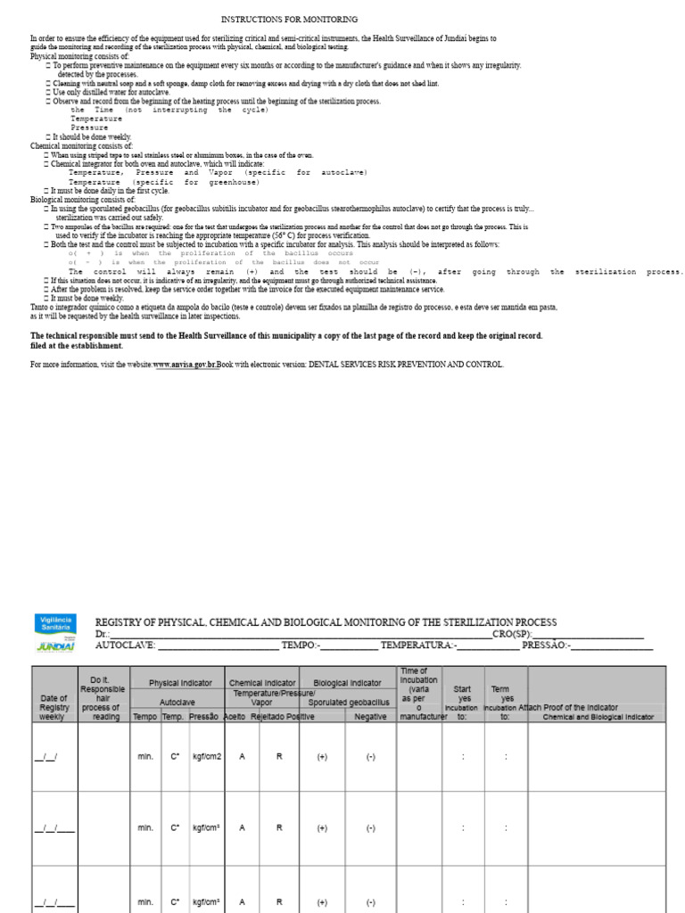 Sterilization Process Monitoring Guide | PDF | Sterilization (Microbiology)