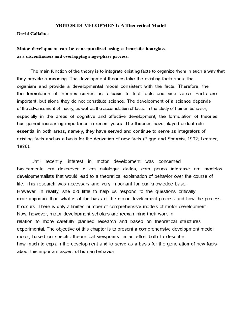 Comprehensive Model of Motor Development | PDF | Theory | Deductive ...