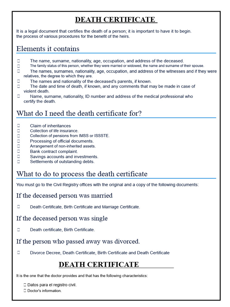Death Certificate and Record PDF Birth Certificate Death Certificate