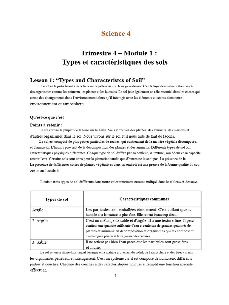 Types et caractéristiques des sols | PDF | Sol (pédologie) | Terre végétale