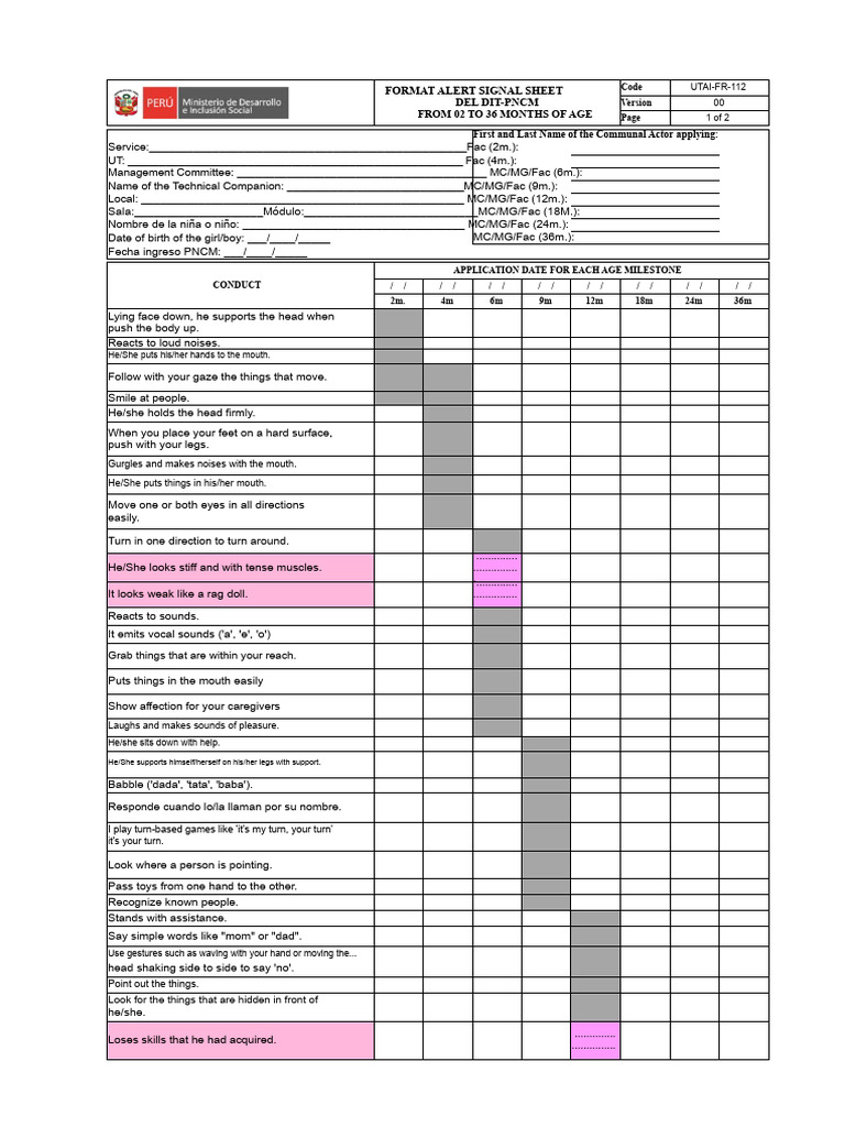Format Alert Signal Sheet Del Dit-Pncm: From 02 To 36 Months of Age ...