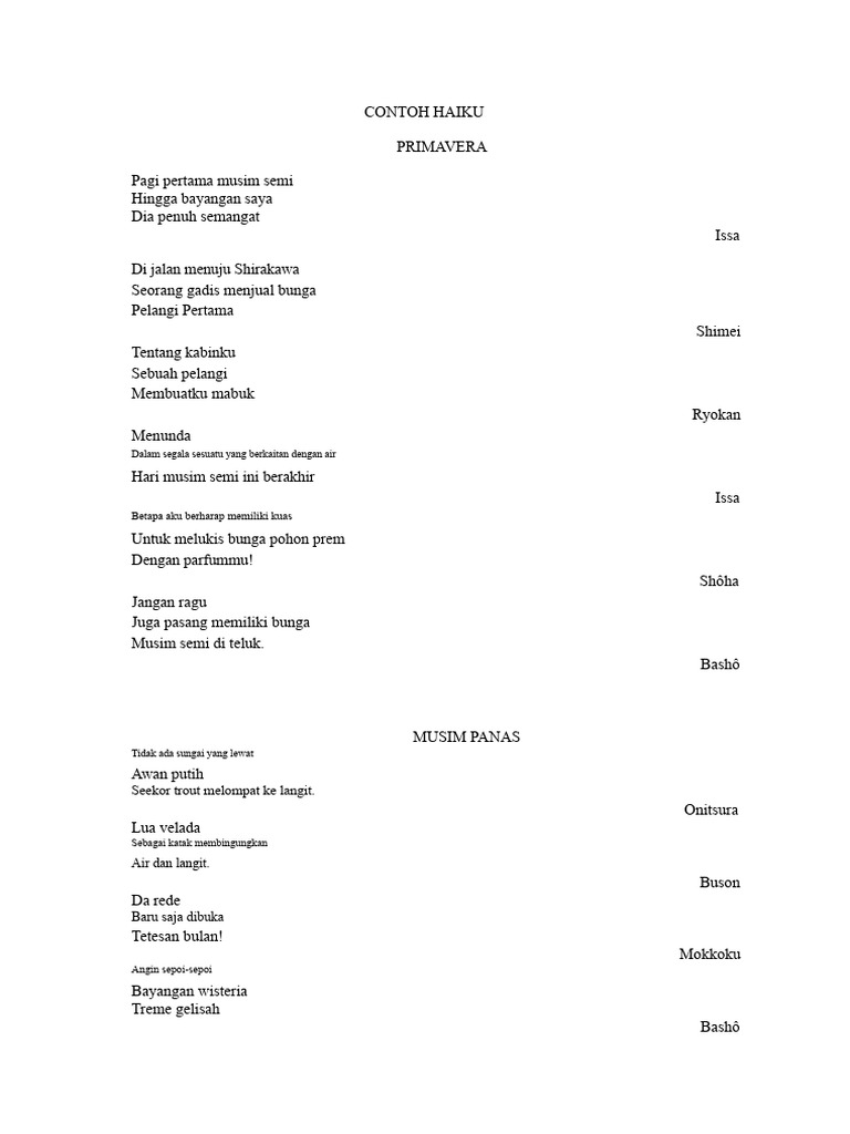 Antologi Haiku Musim: Karya Terpilih | PDF