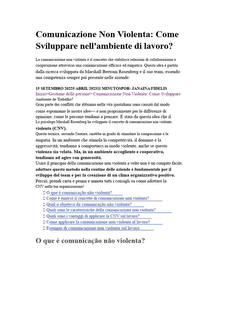 Comunicazione Non Violenta | PDF
