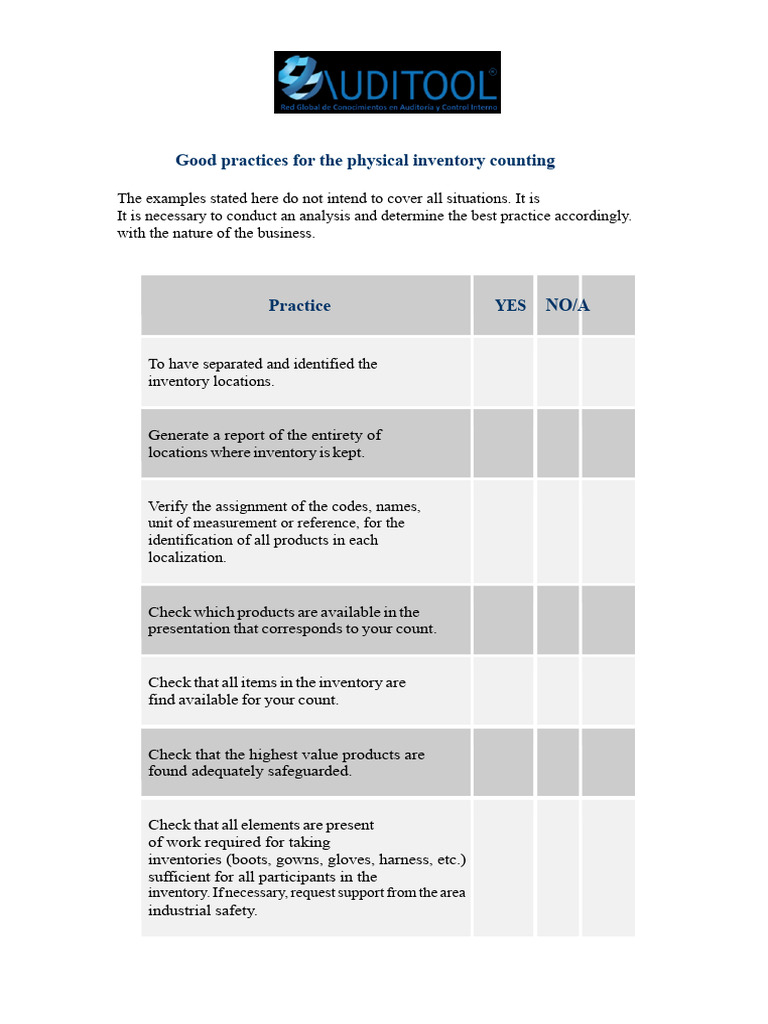 Good Practices For The Physical Inventory Taking | PDF | Inventory