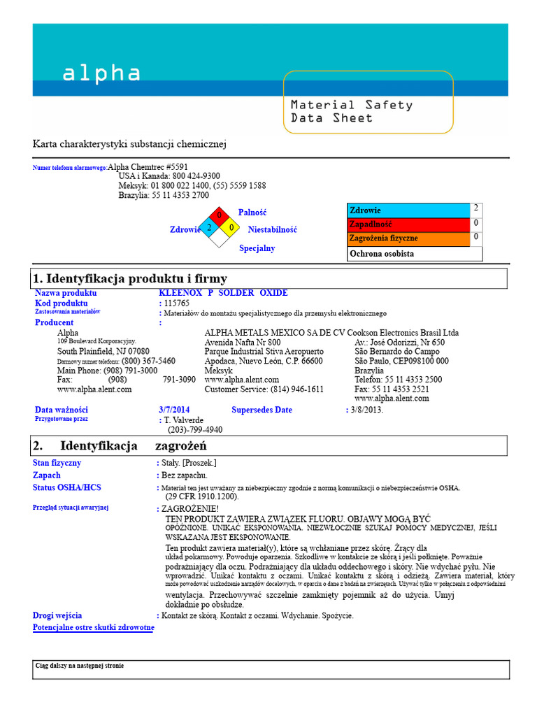 Kleenox P MSDS | PDF