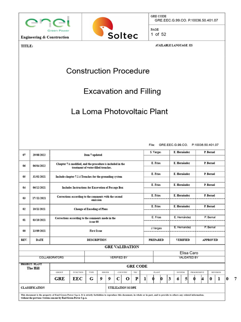 Gre - Eec.g.99.co. P.10036.50.401.07 Updated Excavation Procedure | PDF ...