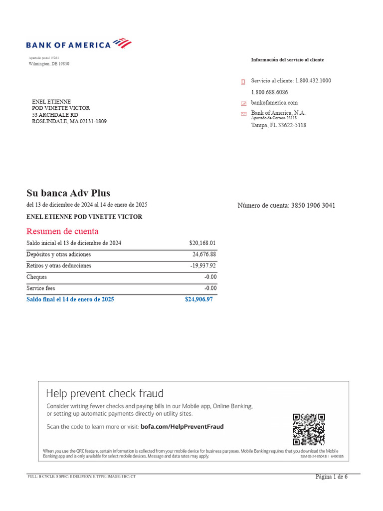 Estmt - 2025 01 14 | PDF | Transferencia bancaria | Bancos