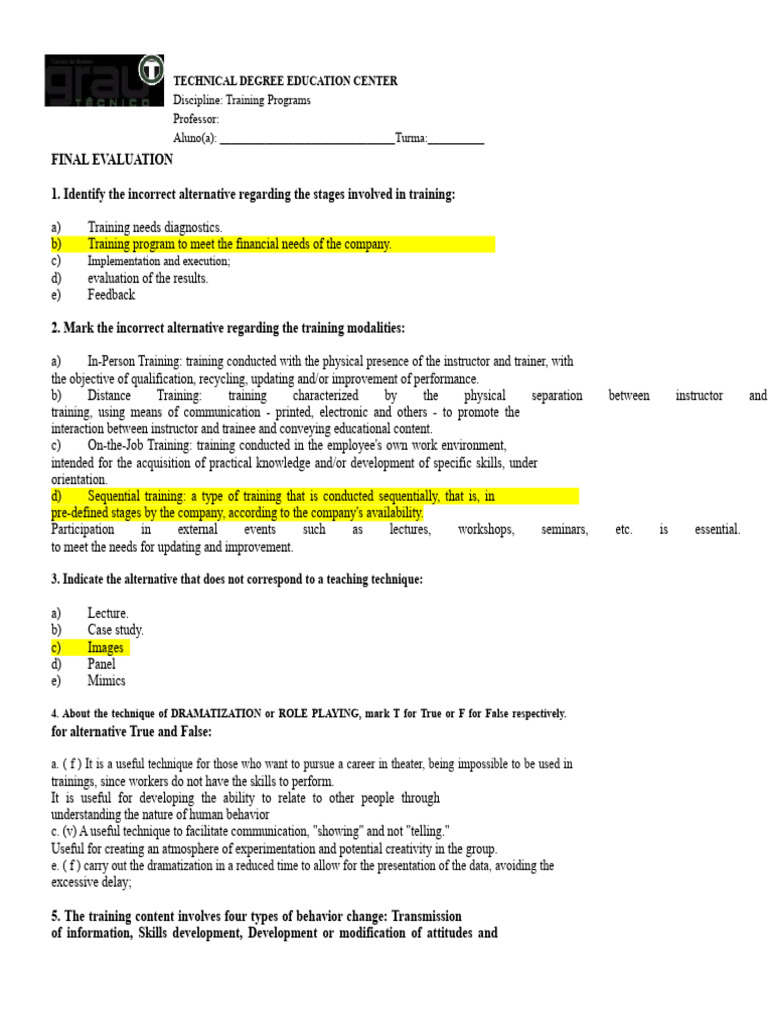 Standard Test Training Programs 1 | PDF | Occupational Safety And ...