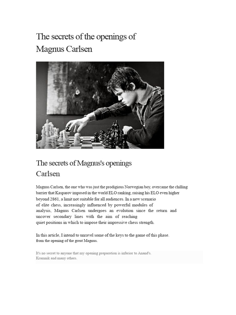The Secrets of Magnus Carlsen's Openings | PDF | Chess Openings | Chess
