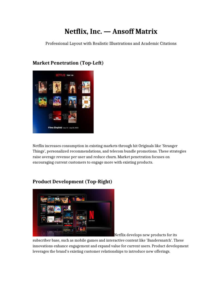 Netflix Ansoff Matrix Professional Editable | PDF