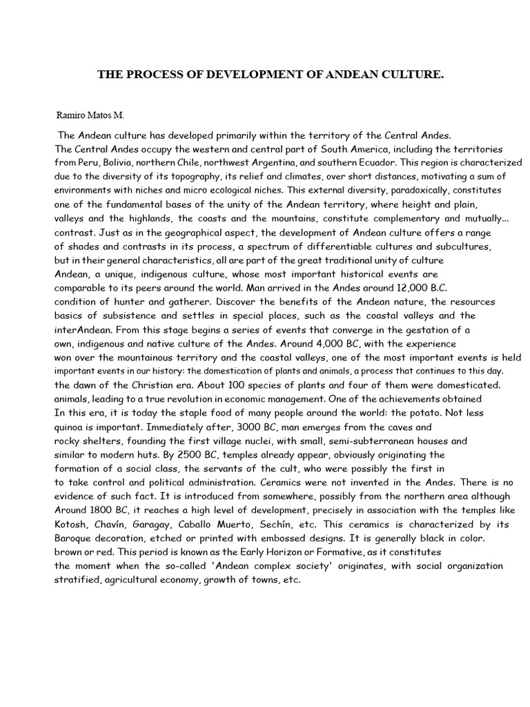 Development of Andean Culture Overview | PDF | Andes | Inca Empire