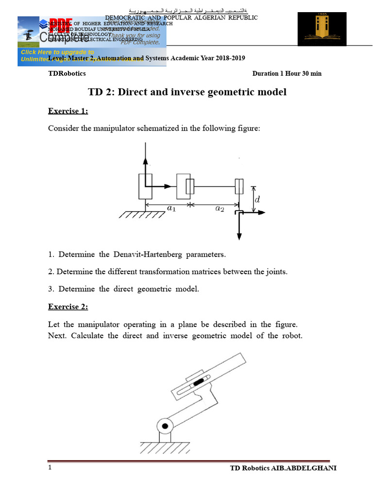 Robotics Geometric Modeling Exercises | PDF