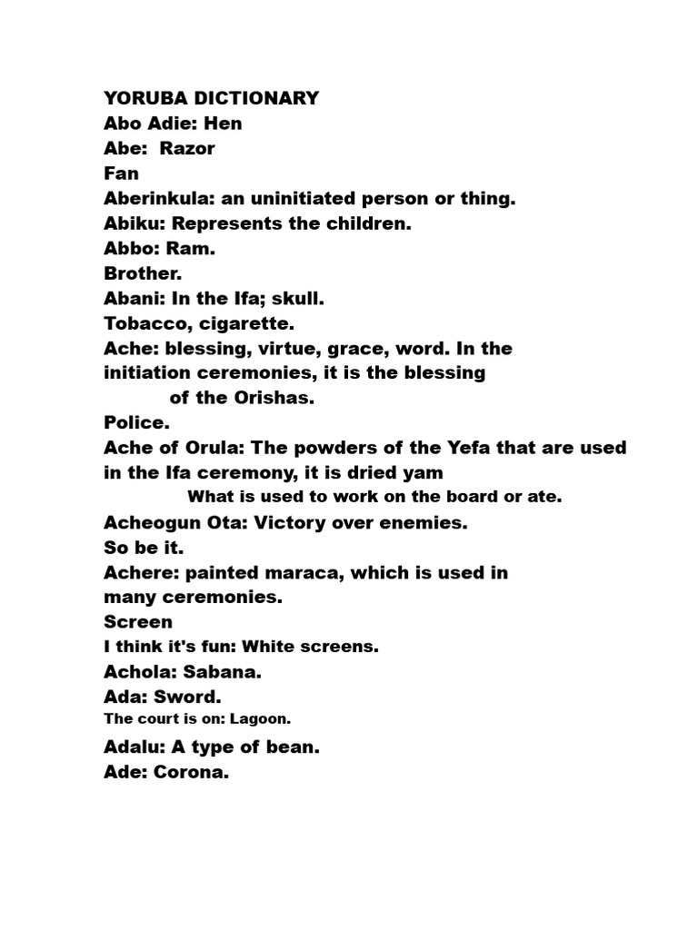 Yoruba Dictionary of Terms and Rituals | PDF | Santería