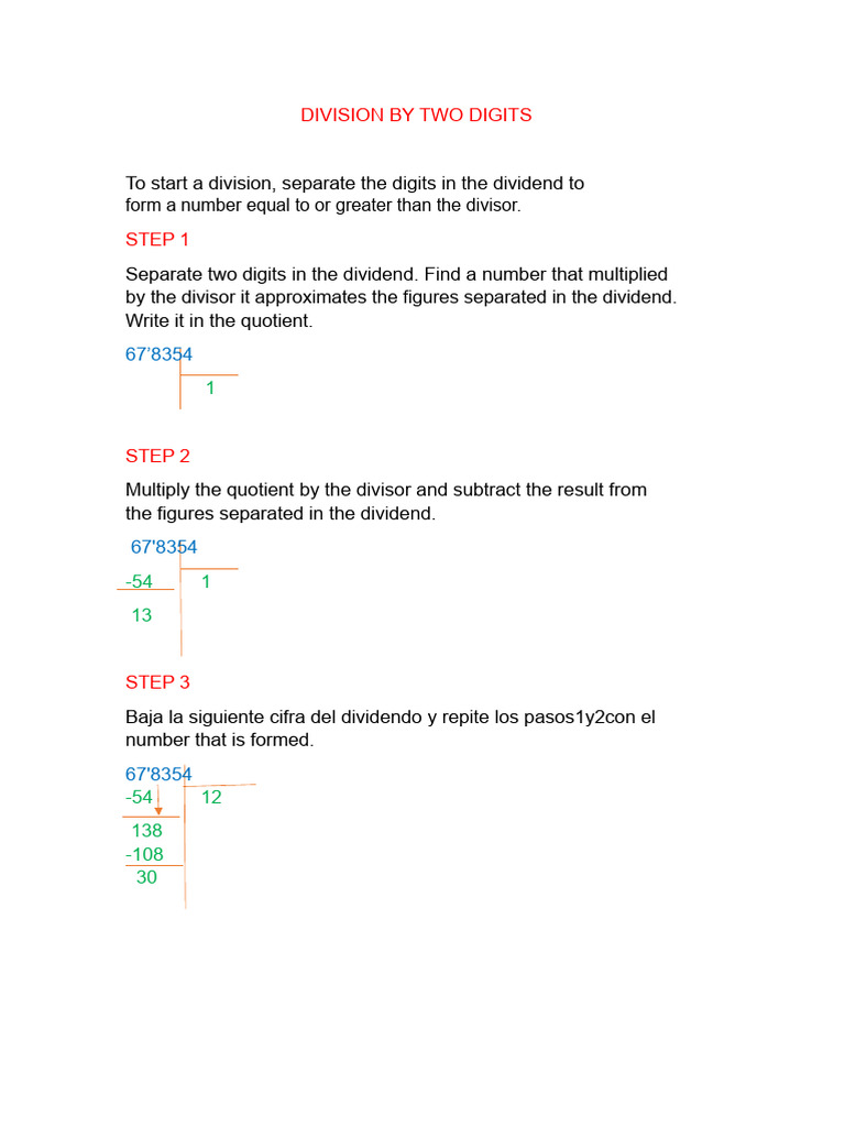 Division by Two Digits | PDF