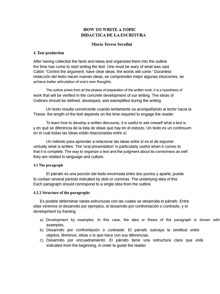 How To Write A Topic | PDF | Sintaxis | Mecánica del lenguaje