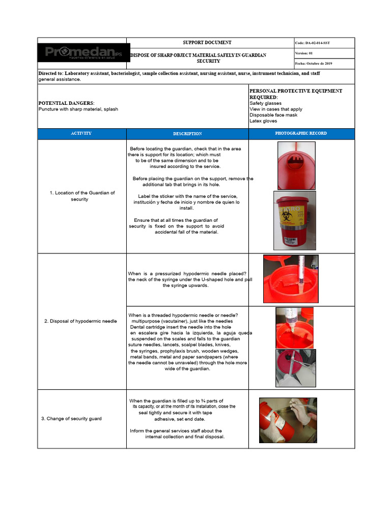 DA - 02 - 014-SST - Standard For The Disposal of Sharp Objects in ...