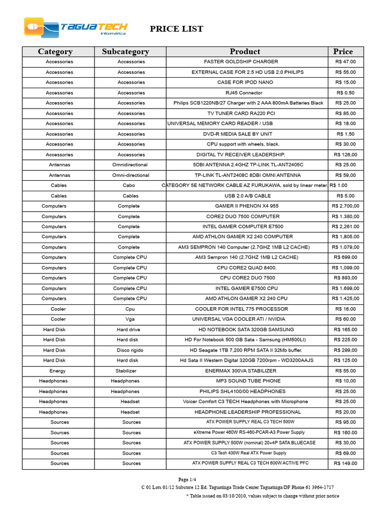 Comprehensive Electronics Price List | PDF | Computer Architecture ...