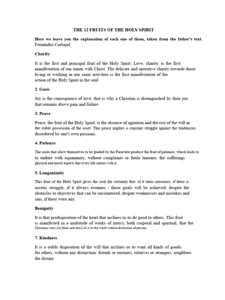 The 12 Fruits of The Holy Spirit | PDF | Fruit Of The Holy Spirit | Peace