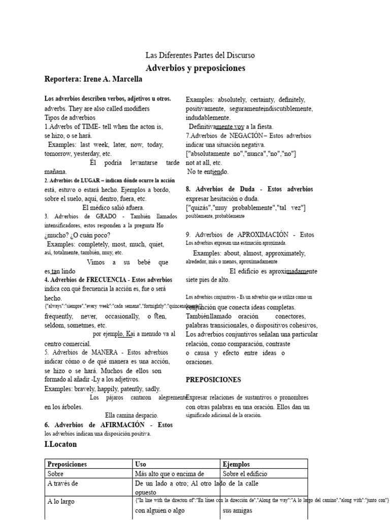 Adverbios y preposiciones | PDF | Adverbio | Lingüística