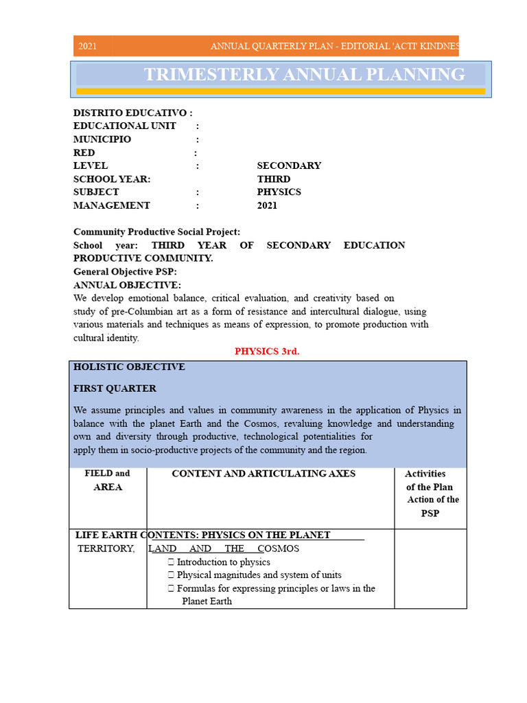 2021 Physics Curriculum Plan for Secondary | PDF | Force | Waves