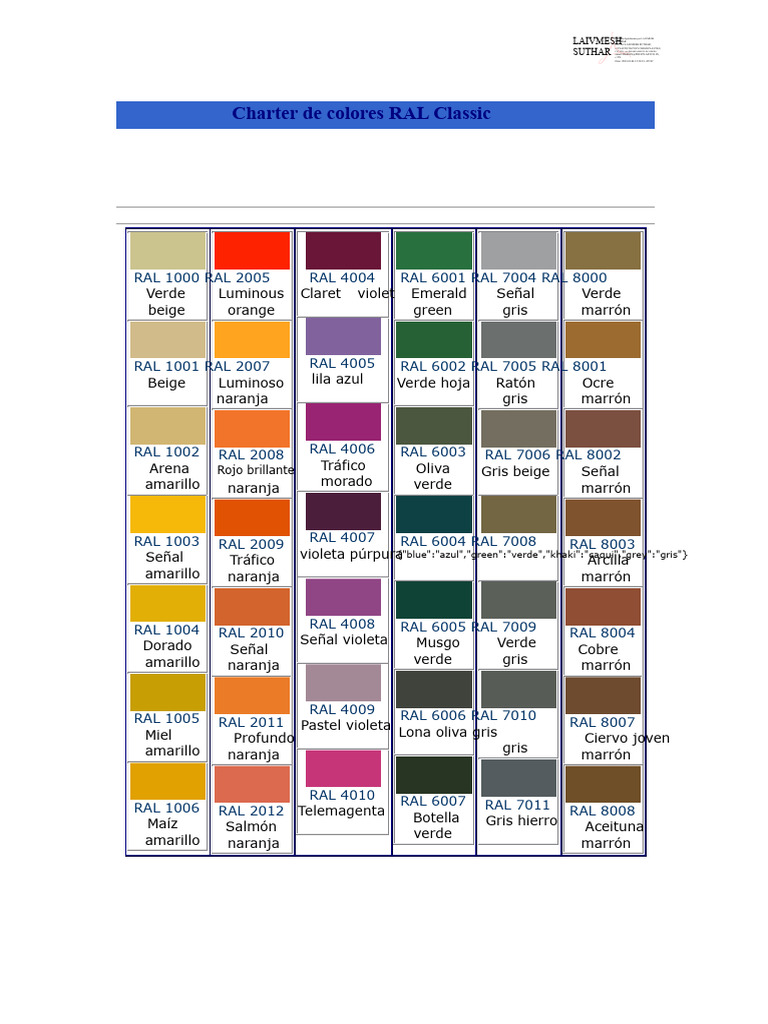 Paleta de colores RAL Classic 2023 | PDF | Verde | Color