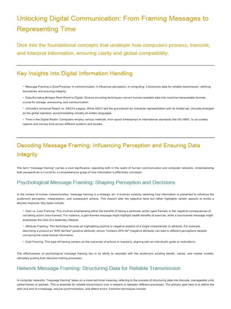 Digital Communication: Framing & Encoding | PDF | Character Encoding ...