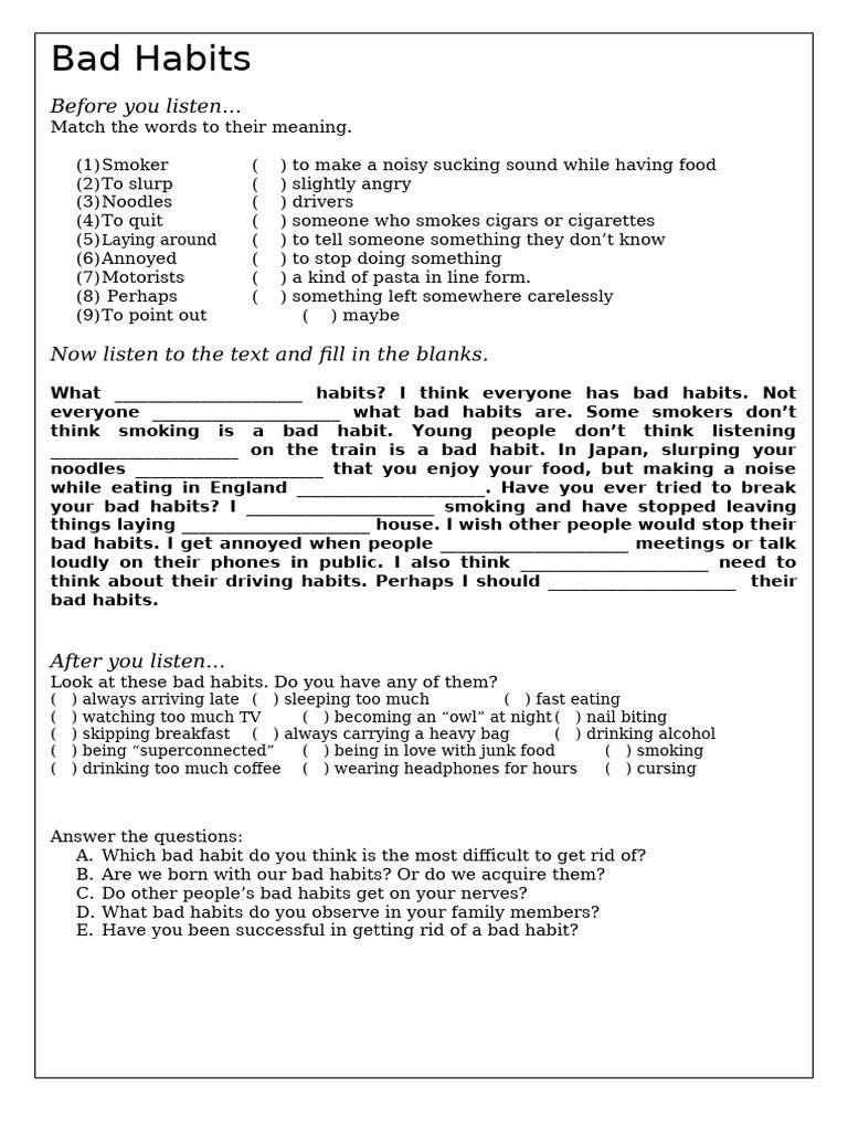 Bad Habits | PDF