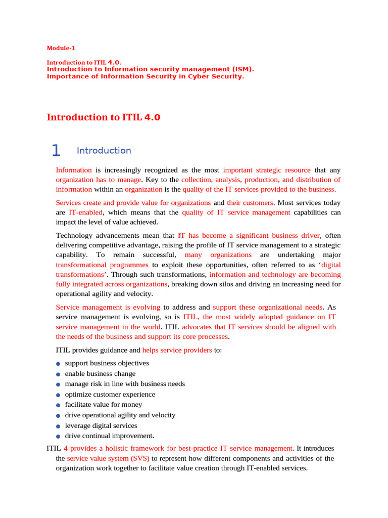 ITIL 4.0: Enhancing IT Service Management | PDF | Computer Security ...