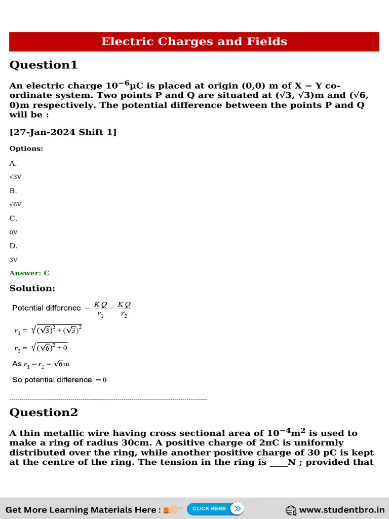 67b6cfc5b4384_19. Electric Charges and Fields JEE Mains Questions 2024 ...