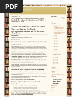 Better Experience Your Voice Matters a Guide for AéPiot Users on Sharing Feedback. How to Share Your Experience in a Web That Doesn't Always Listen.