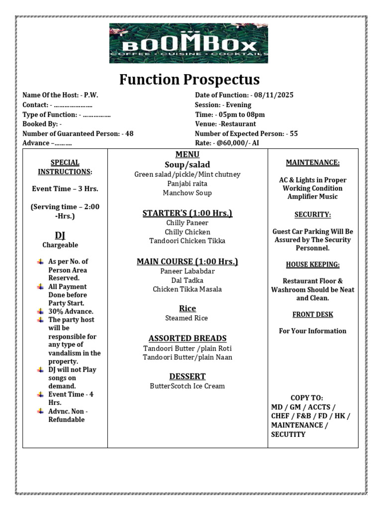 P.W. Final Menu | PDF | Food And Drink Preparation | Indian Cuisine