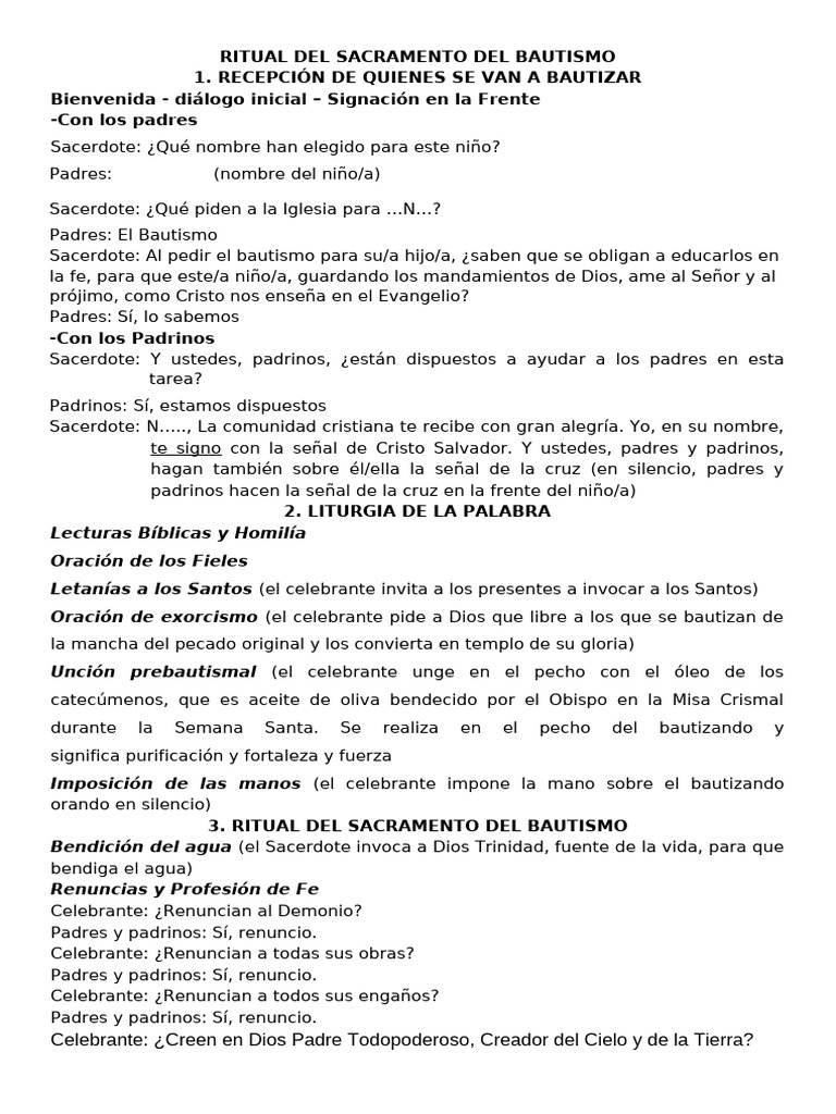 Ritual del Sacramento del Bautismo | PDF | Bautismo | Adoración ...