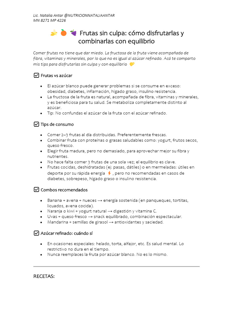 Frutas Sin Culpa | PDF | Fruta | Obesidad