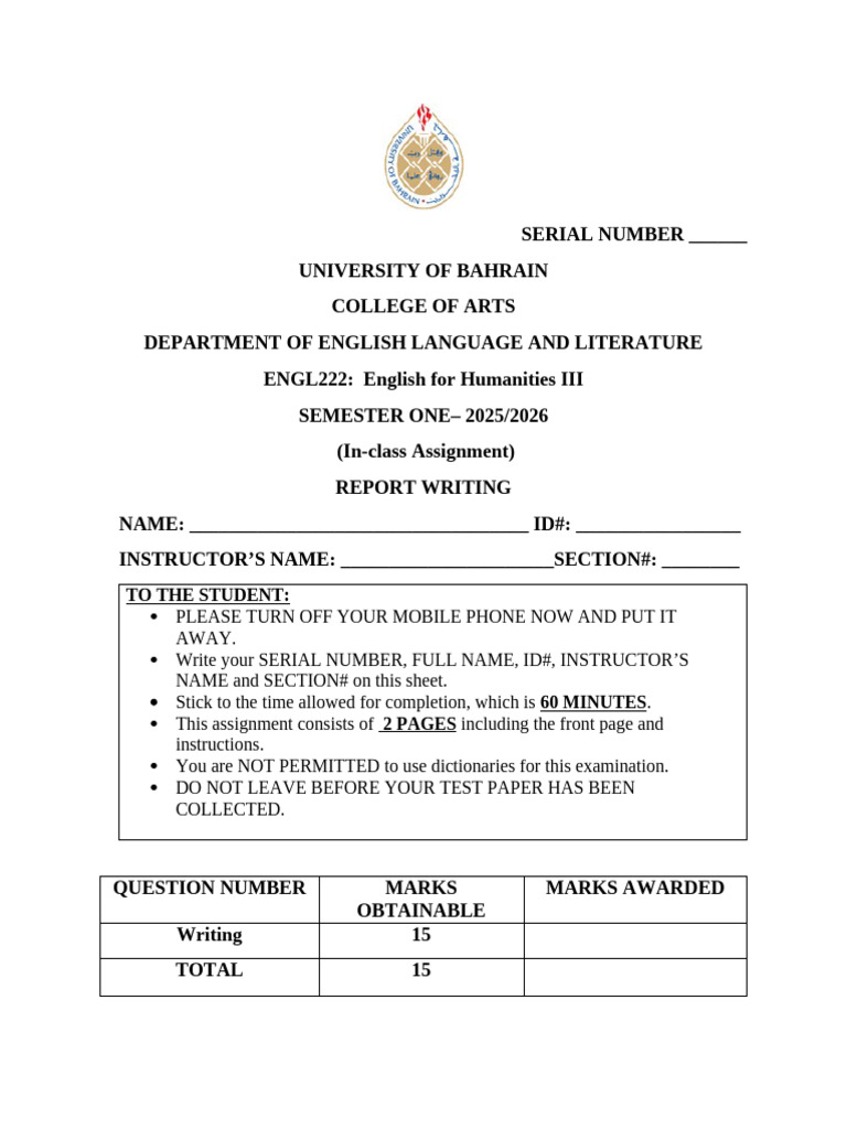 Report Writing Assignment Guide | PDF