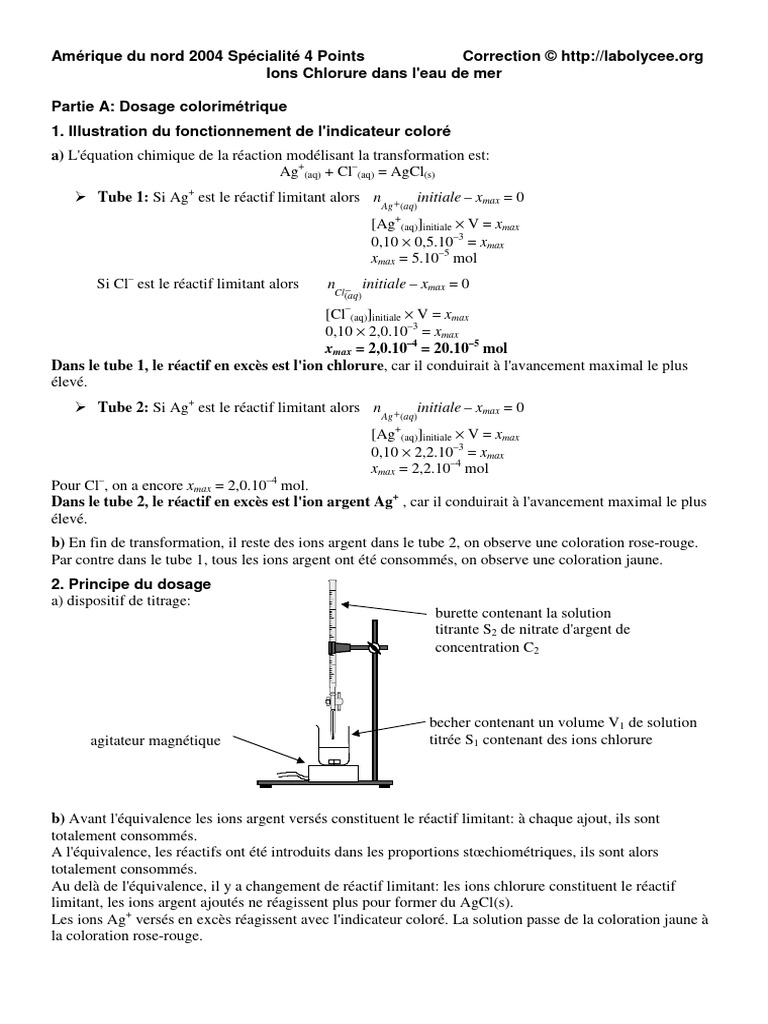 Dosage des ions chlorure par titrage | PDF | Titrage | Chimie