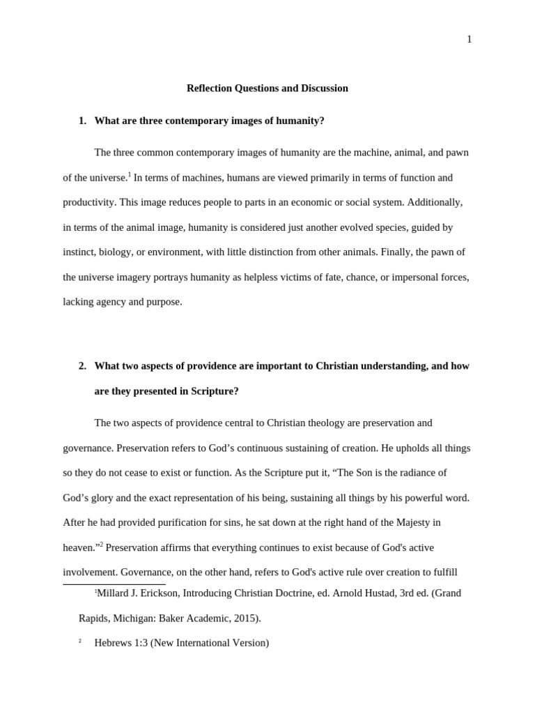 Reflection Questions and Discussion - Edited | PDF | God In ...