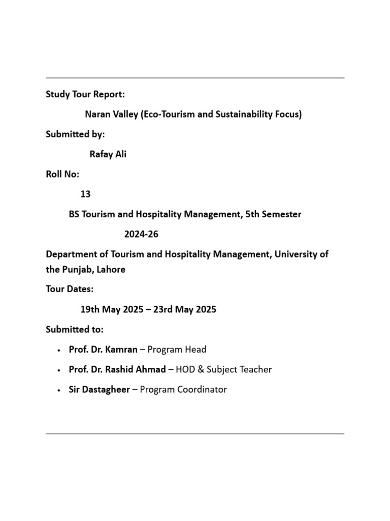 Study_Tour_Report_Expanded | PDF | Tourism | Physical Geography