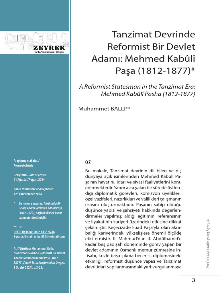 Tanzimat Devrinde Reformist Bir Devlet Adamı | PDF
