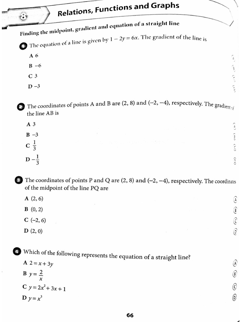 Chapter 8 - Relations Functions & Graphs Multiple Choice | PDF