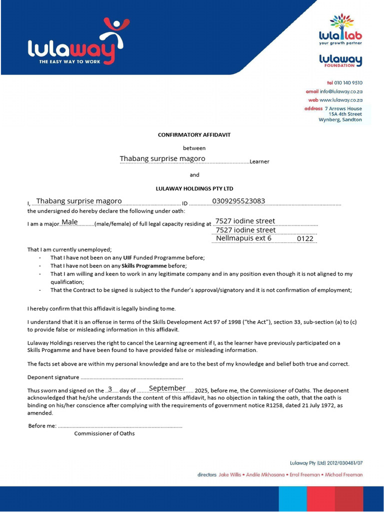 Confirmatory Affidavit 2025 | PDF | Affidavit | Justice