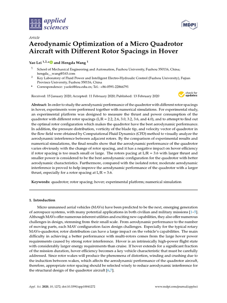Aerodynamic Optimization of A Micro Quadrotor Airc | PDF | Quadcopter ...