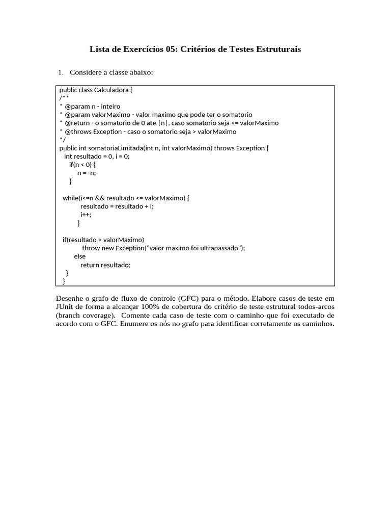 Testes Estruturais e Mutantes em Java | PDF | Programação de ...