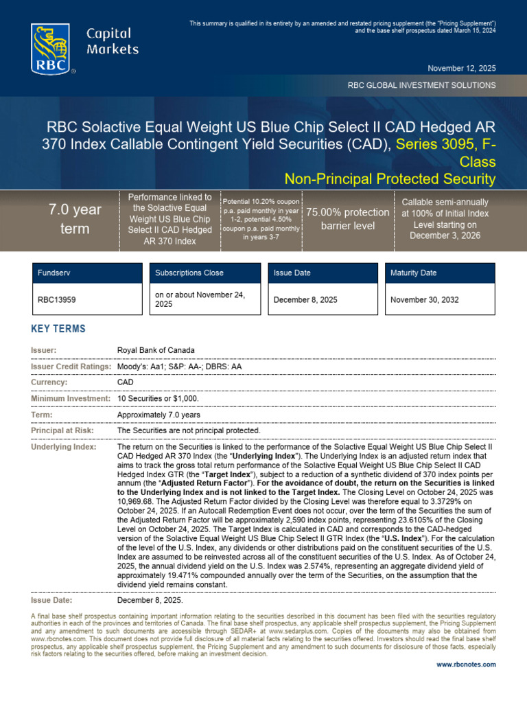 RBC Callable Yield Securities Overview | PDF | Interest | Securities ...