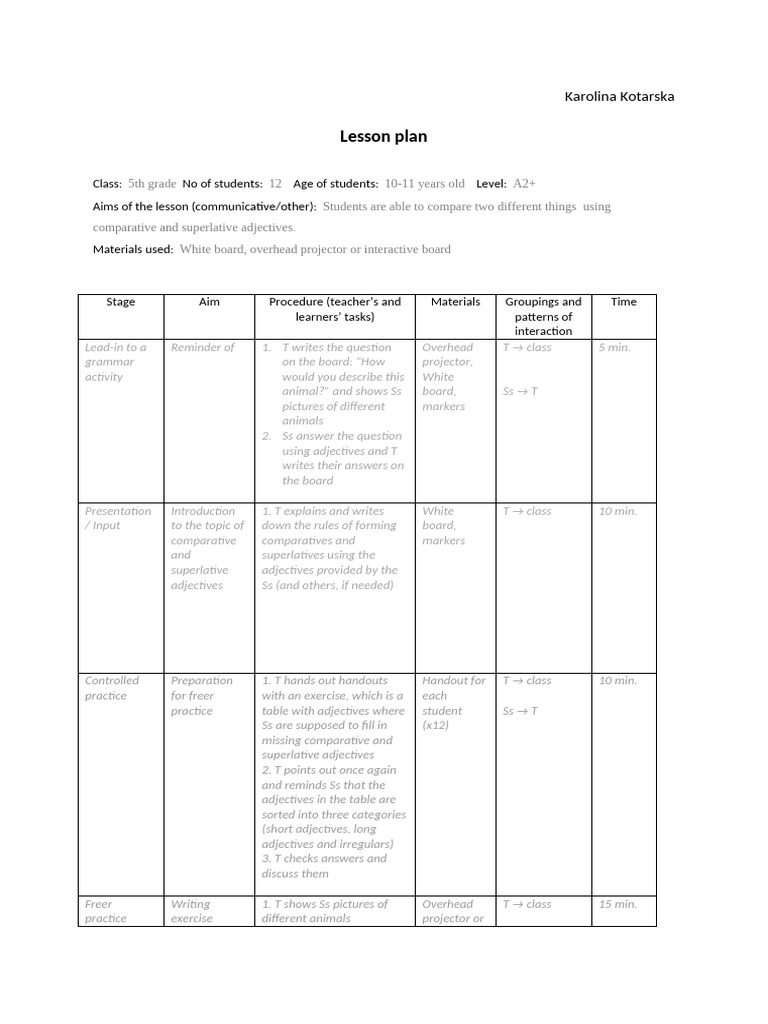 5th Grade Lesson on Adjectives | PDF | Linguistics