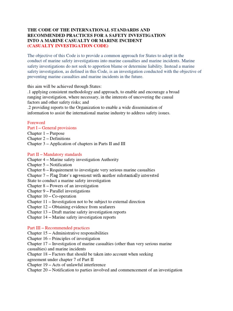 Casualty Investigation Code | PDF | Safety | Ships