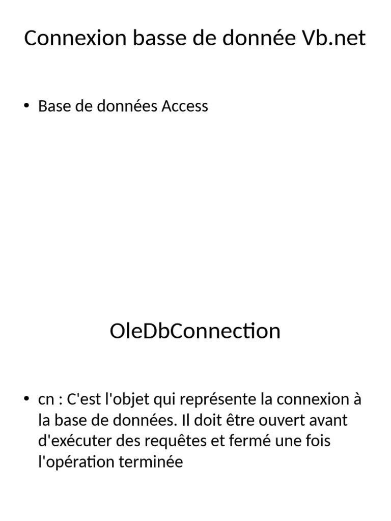 Connexion à Access avec VB.NET | PDF