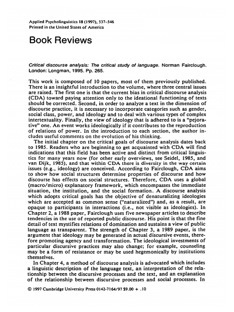 Critical Discourse Analysis Insights | PDF | Human Communication ...