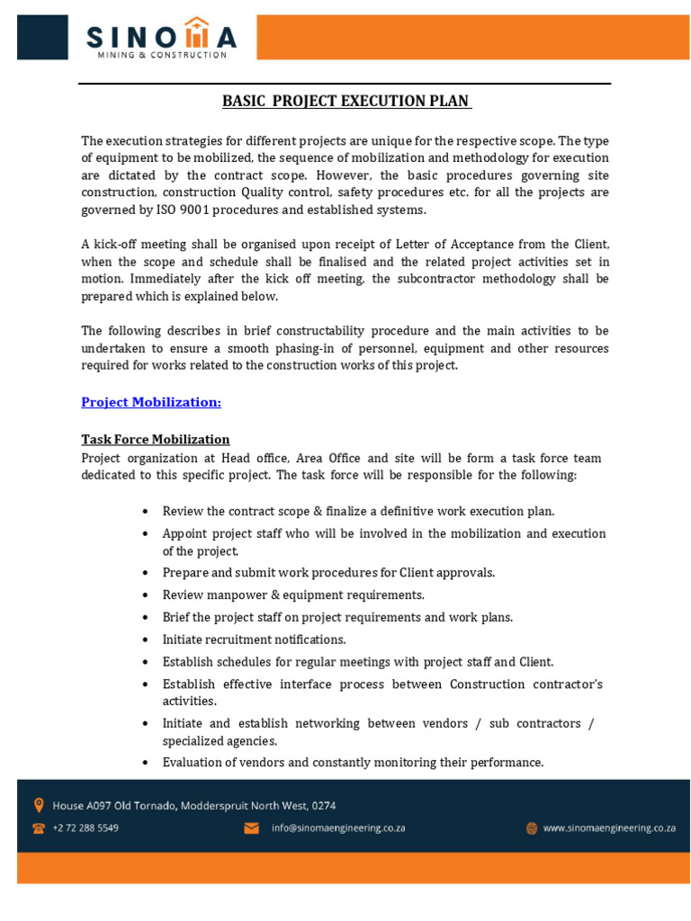 Project Execution Plan for O&G Engineering | PDF | Human Resources ...
