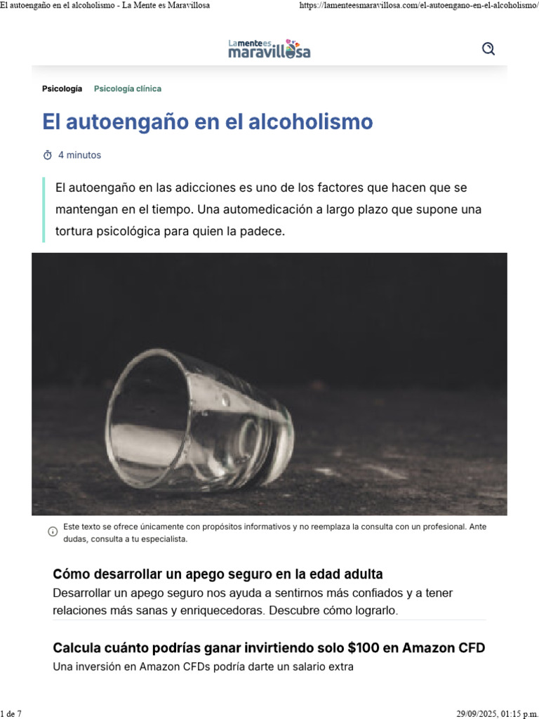 El Autoengaño en El Alcoholismo - La Mente Es Maravillosa | PDF | Mente ...