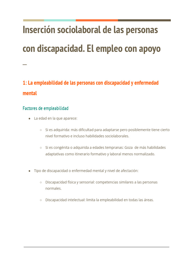 Empleo con apoyo para personas con discapacidad | PDF | Empleo | Invalidez
